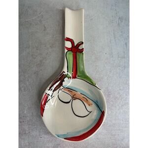 Vintage Marco‎ e Cristina Santa Claus Ceramic Spoon Rest Multicolor